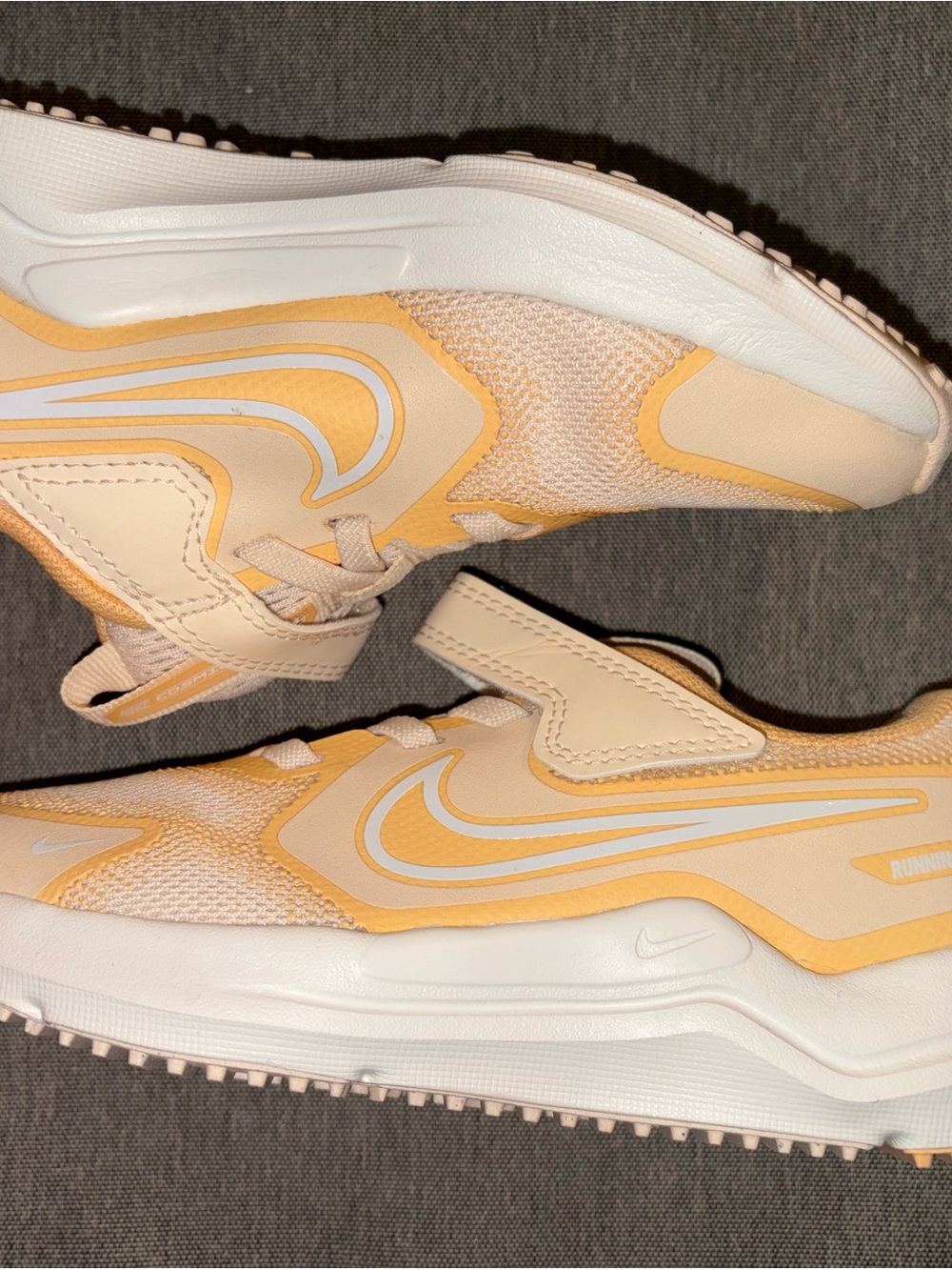 New Nike Kids Peach and White Velcro Athletic Sneakers - Picture 4 of 6